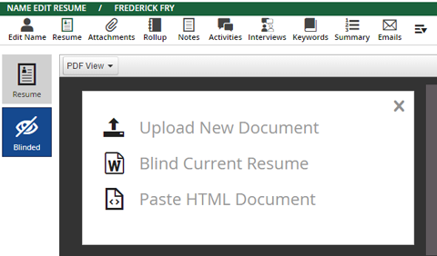 Updated "Blinded Resume" Options