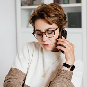 A woman on the phone