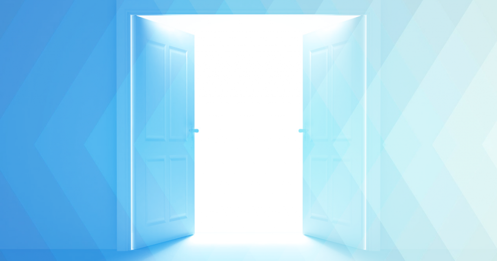 An image of an open door, evoking the "Open architecture vs Closed" subject matter.