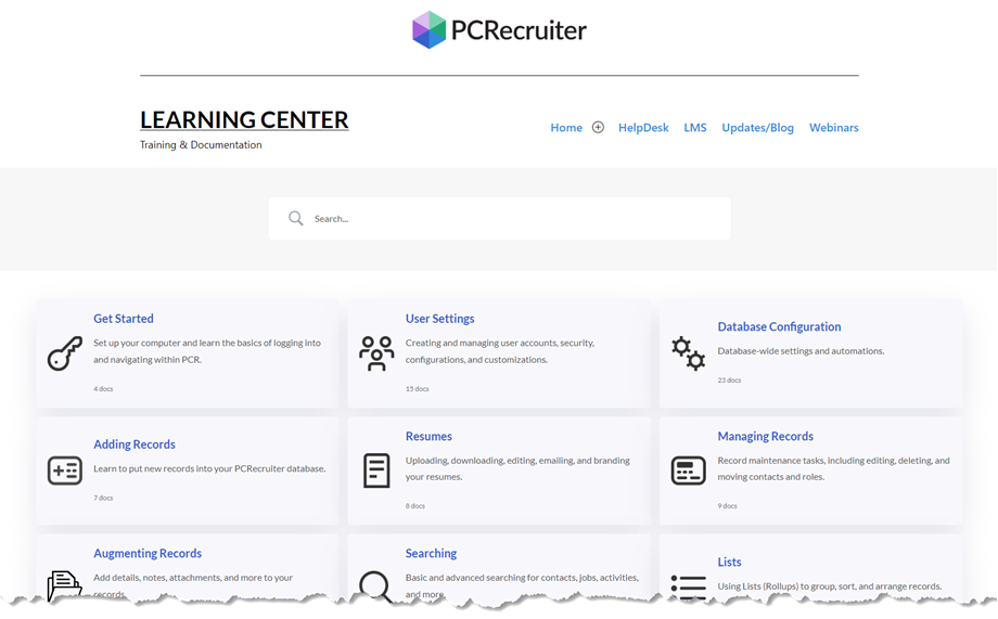 The PCRecruiter Learning Center