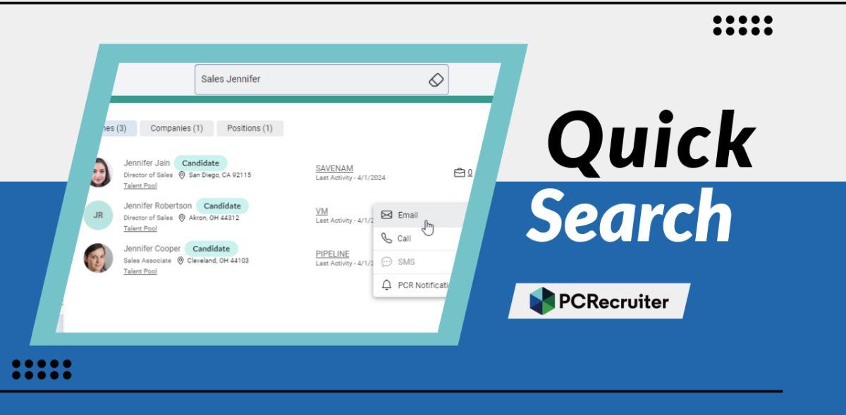 Quick Search in PCRecruiter