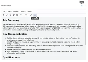 Quickly draft job descriptions from basic field data and AI knowledge.